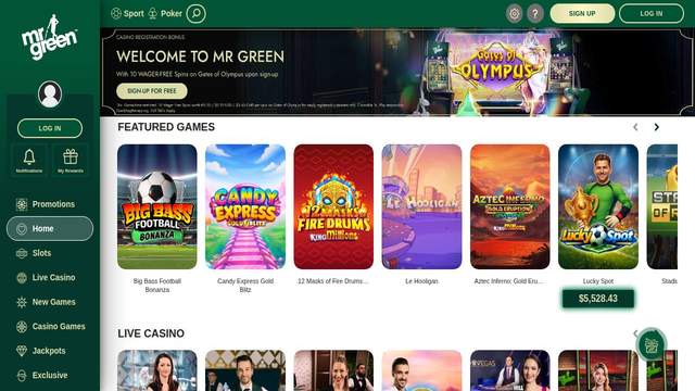 Mr Green casino screenshot